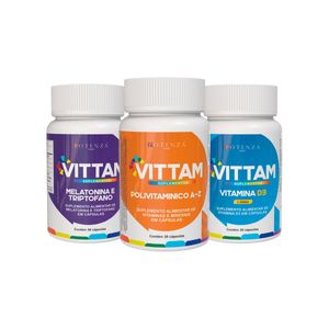 Kit Linha Vittam 3 Suplementos - Polivitamínico, + Vitamina D3 + Melatonina