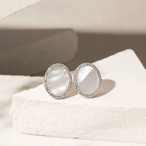 Brinco Clássico Potenza Madre Pérola Zirconia White Fashion